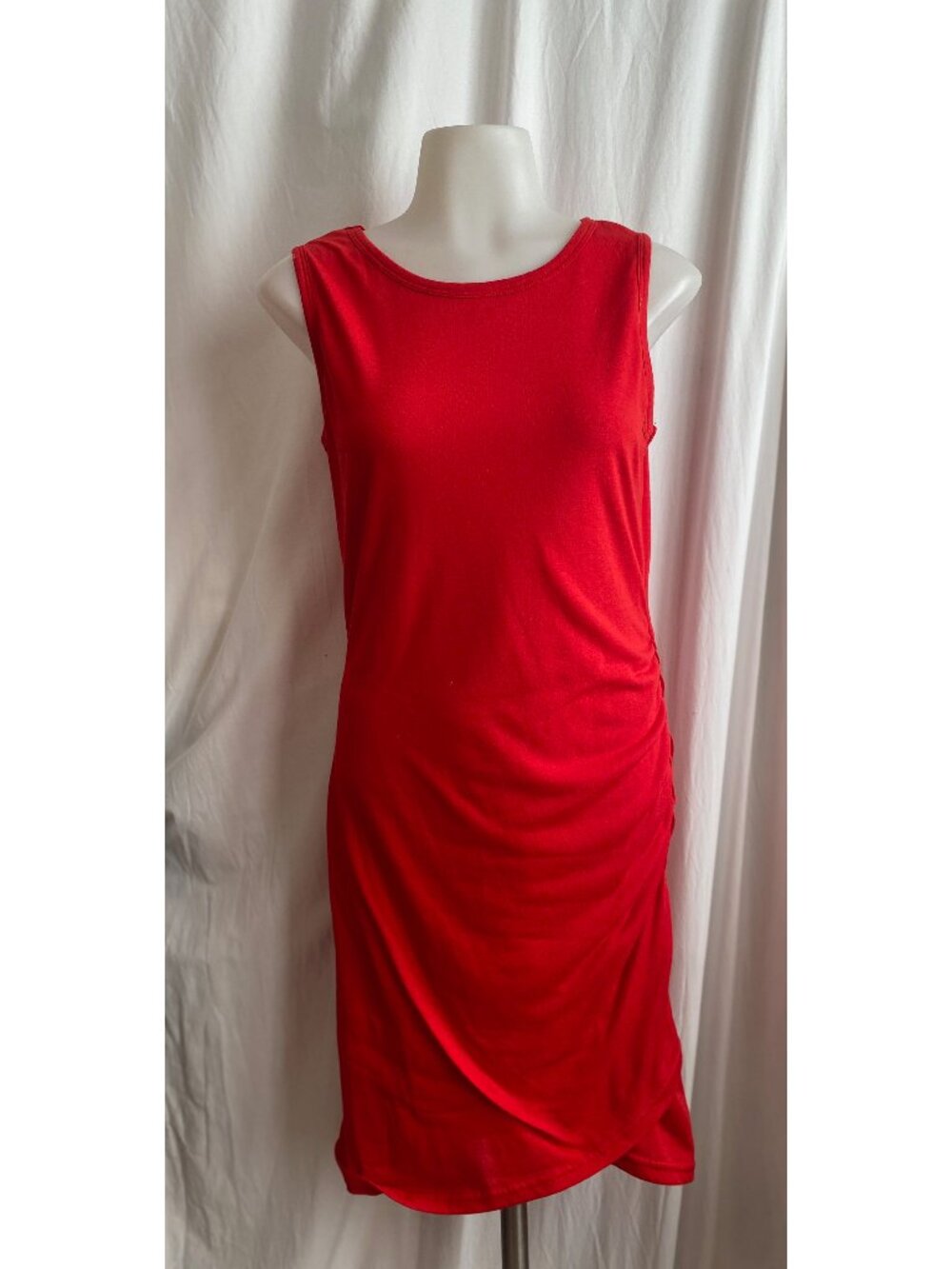 BTFBM Red Sleeveless Ruched Bodycon Mini Dress Size S